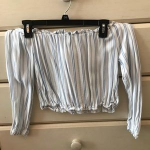 Off the shoulder striped crop top
